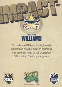 2010 NRL Champions - Impact Signature Gold #IS33 John Williams Back